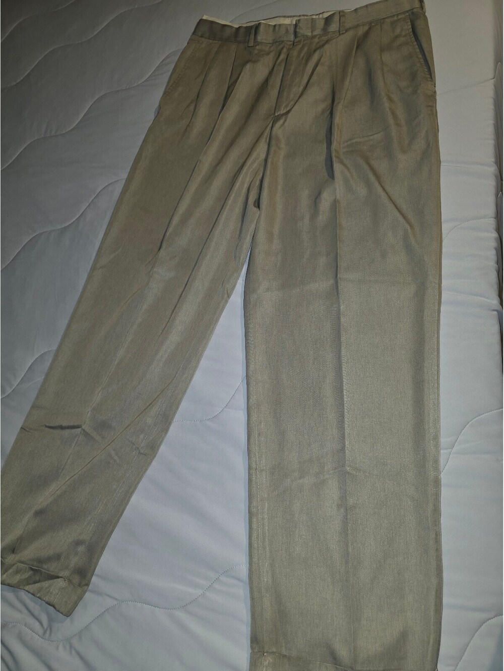 Farah Dress Pants Mens 36x32 khaki Pleated Front Cuffed Straight Leg